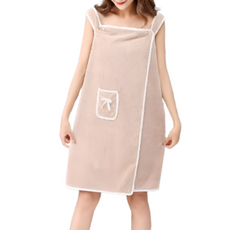 꾸지 나시형 똑딱이 타월 샤워가운, 1개, 브라운