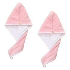 Gguji 雙重吸收乾髮巾 28 x 65 cm, 2個, 粉紅色