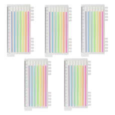 Unib 長版索引標籤螢光筆 彩虹線條便利貼 7款 + 內建簡易尺套組, 5套