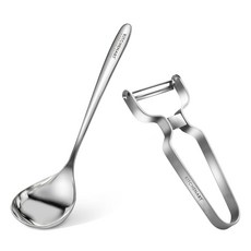 Kitchen-Art 不鏽鋼迷你湯勺 65 x 215 mm + 削皮刀 125 x 55 mm 套組, 1套, 單一顏色, 迷你湯勺 + 削皮刀