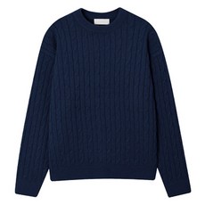 BIGEASY 男款寬鬆版厚實麻花圓領針織衫