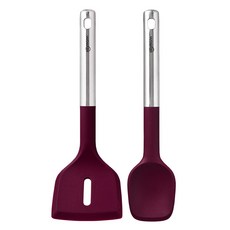 sillymann The Bold 矽膠廚具2件組, 1套, 料理匙 + 鍋鏟, 紅紫色