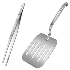 Kitchen-Art 不鏽鋼烹飪用具2件組, 1套, 單一顏色, 鑷子夾 + 寬版鍋鏟
