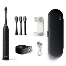지니큐 휴대용 무선 음파 전동 칫솔 + 충전받침대 세트, ZQ-CL500, 블랙, 1세트