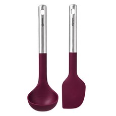 sillymann The Bold 矽膠廚具2件組, 1套, 湯勺 + 刮刀, 紅紫色