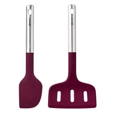 sillymann The Bold 矽膠廚具2件組, 1套, 寬版鍋鏟 + 刮刀, 紅紫色