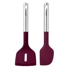 sillymann The Bold 矽膠廚具2件組, 1套, 鍋鏟 + 刮刀, 紅紫色