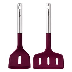 sillymann The Bold 矽膠廚具2件組, 1套, 鍋鏟 + 寬版鍋鏟, 紅紫色