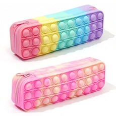 온업 실리콘 팝잇 필통 2종 세트, 무지개, 핑크, 1세트