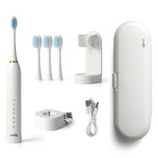 지니큐 휴대용 무선 음파 전동 칫솔 + 충전받침대 세트, ZQ-CL500, 화이트, 1세트