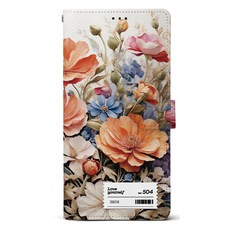 케이스퍼시픽 페인트플라워 가죽 다이어리 휴대폰 케이스