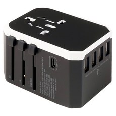 브라이튼 USB 4포트 C타입 호환 해외 여행용 멀티 아답터 콘센트 BT305, 블랙 + 화이트, 1개