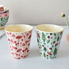 rice 兒童用 丹麥 Rice 小號杯 170ml x 2入組, 1套, 松鼠, 紅色蘑菇