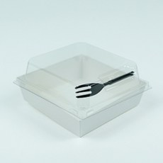 DesignPackage 正方形三明治盒 白色+叉子套組, 50套