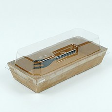 DesignPackage 長方形三明治盒 牛皮紙 + 叉子組, 50套