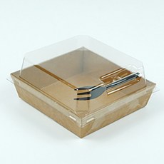 DesignPackage 正方形牛皮三明治盒 + 叉子組合, 50套