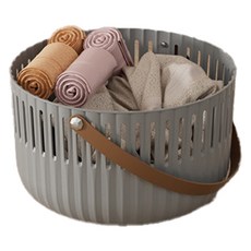 soonZAM 生活多用途圓形收納籃 小型, 灰色, 1個