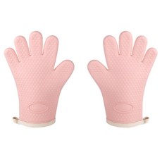 사라사 두꺼운 실리콘 주방 오븐 장갑, 핑크, 1세트