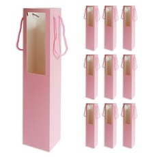 Inp 花朵開窗酒瓶提繩購物袋, 10個, 粉紅色
