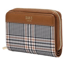 DAKS 女款Janne格紋拼色皮革拉鍊卡夾 DCWA5E967