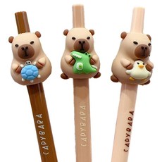 ARTJOY 水豚君按壓式中性筆 0.5mm 3入組, 1套, 混合色