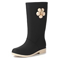 페이퍼먼츠 베어 플라워 미들 롱 레인부츠 10009