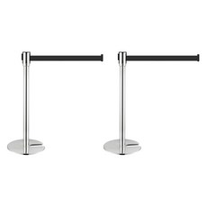 組裝堆疊式伸縮帶圍欄柱, 2個, 銀色柱身 + 深灰色帶