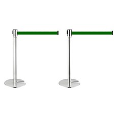 組裝堆疊式伸縮帶圍欄柱, 2個, 銀色柱身 + 綠色帶