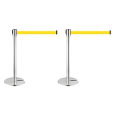 組裝堆疊式伸縮帶圍欄柱, 2個, 銀色柱身 + 黃色帶