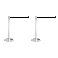 組裝堆疊式伸縮帶圍欄柱, 2個, 銀色柱身 + 黑色帶