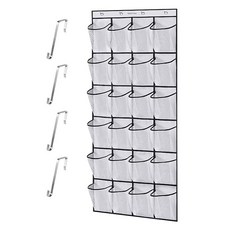 Market Plan 多用途帽架 多功能網格收納袋 24格 + 掛勾 4入組, 1套, 白色