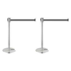 組裝堆疊式伸縮帶圍欄柱, 2個, 銀色柱身 + 灰色帶