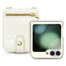 EXCCI Tache 拉鍊漆皮菱格紋書本式手機殼