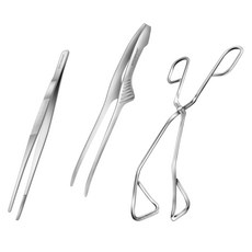 Kitchen-Art 不鏽鋼料理工具3件組, 1套, 單一顏色, 鑷子夾 + 站立夾 + 剪刀型夾