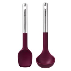 sillymann The Bold 矽膠廚具2件組, 1套, 料理匙 + 湯勺, 紅紫色