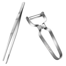 Kitchen-Art 不鏽鋼廚具2件組, 1套, 鑷子夾 + 削皮刀, 單一顏色