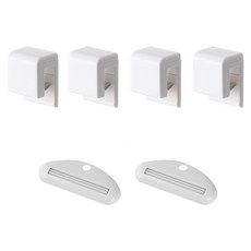 Anplus 夾式無打孔牙膏架 4入+擠牙膏器 2入組, 1組, 白色(牙膏架）,灰色(牙膏擠）