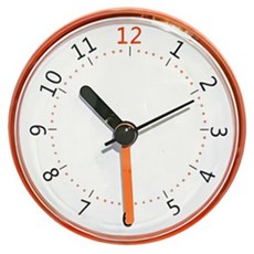 HICKIES 磁磚鏡面吸附式靜音分針重點生活防水浴室時鐘, 1個, 橘色