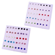 BEOURGUEST 女性水鑽耳環 3mm x 10款 + 4mm x 10款 套組