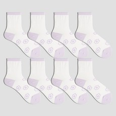 삭스팩토리 여성용 파스텔 플라워 중목 양말 8켤레