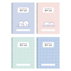 Withna Snow Dog 小學英語線圈筆記本 4入組 80-0154, 1套, 混色