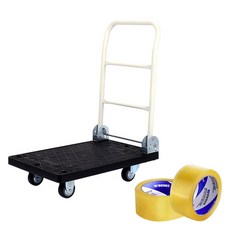 접이식 운반카트 소형 + 박스 테이프 2p 세트, 검정(카트), 1세트