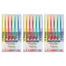 Lineplus 彈性體彈力螢光筆 柔和6色組, 柔和黃, 柔和橘, 柔和粉, 柔和綠, 柔和藍, 柔和紫, 3套