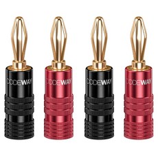 CODEWAY 喇叭香蕉插頭連接器 2種 x 2入組, 2套, 黑色, 紅色, 單一商品