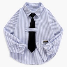 유블리 남아용 타이츠 줄무늬 카라 셔츠 + 넥타이 세트