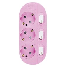 伊歐吉達 獨立開關彩色3孔延長線, 粉紅色, 2.5m, 1個