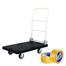 접이식 운반카트 대형 + 박스 테이프 2p 세트, 검정(카트), 1세트