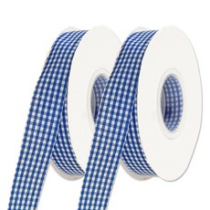 아이엔피 베이직 체크 리본끈 20mm, 004 블루, 2개, 45m