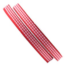 아이엔피 베이직 체크 리본끈 10mm, 003 레드, 2개, 45m