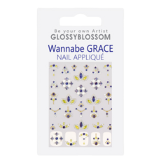GLOSSYBLOSSOM Shine B 優雅珠寶系列美甲凝膠裝飾貼, Blue Iris, 2組